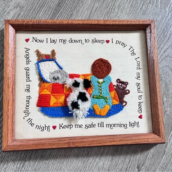 Vintage Bedtime Prayer Crewel - Picture 1 of 3